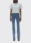 Helmut Lang Debossed Logo Crop Cotton T-shirt In White