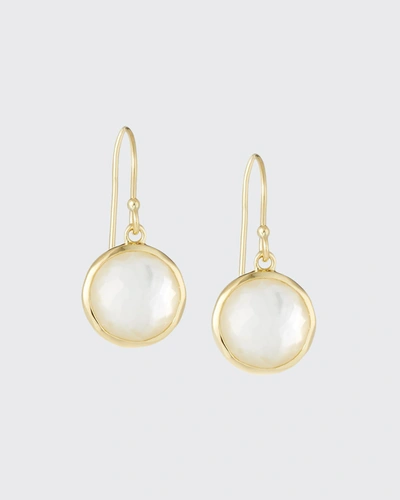 Ippolita Lollipop Mini Earrings In 18k Gold With Clear Quartz And Mother-of-pearl Doublet