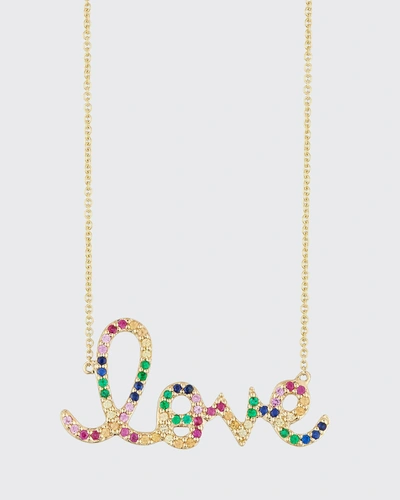 Sydney Evan Large Rainbow Sapphire Love Necklace