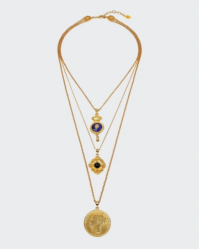 Ben-amun 24k Gold Electroplate Triple Charms Necklace