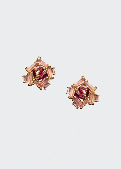 Nak Armstrong Petite Rose Stud Earrings In Rubelite