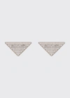 Prada Silver Tone And White Symbole Stud Earrings