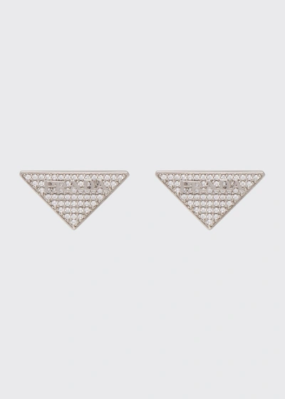 Prada Crystal Logo Jewels Zirconia Earrings In Silver