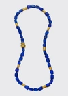 Anthony Lent Lapis Emotions Bead Necklace In 18k Yellow Gold And Diamonds