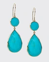 Ippolita Women's Polished Rock Candy 18k Yellow Gold & Turquoise Snowman Double-drop Earrings
