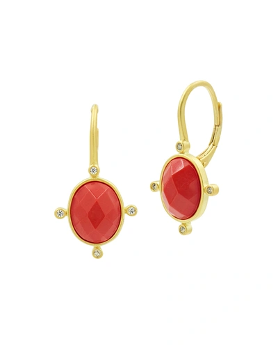 Freida Rothman Never Enough Color Coral Lever Back Earrings