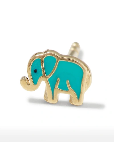 Sydney Evan 14k Mini Elephant Enamel Stud Earring, Right