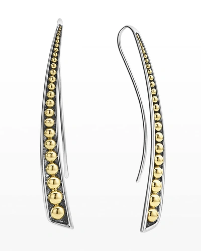 Lagos Signature Caviar Linear Curve Earrings W/ 18k Gold