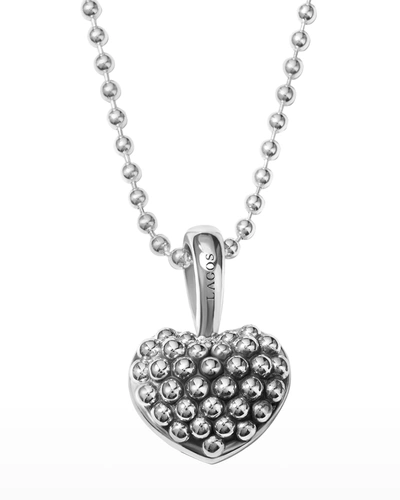 Lagos Caviar Beaded Heart Pendant Necklace, 35"l