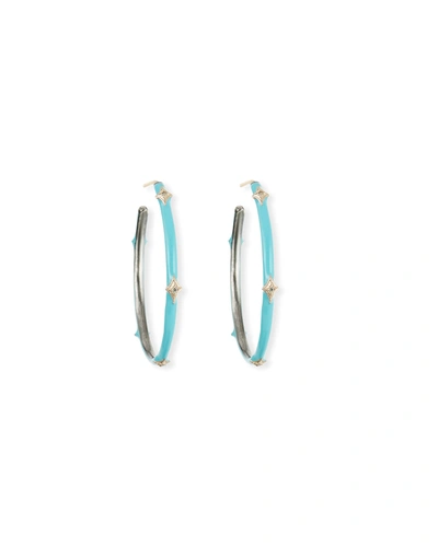 Armenta New World Enamel Earrings W/ 14k Gold Crivelli, Turquoise