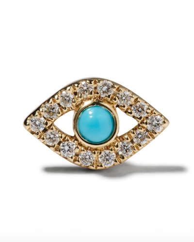 Sydney Evan Small Turquoise Cabochon & Diamond Evil Eye Single Earring