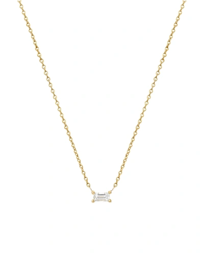 Zoe Lev Jewelry 14k Diamond Baguette Prong Necklace