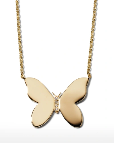 Sydney Evan 14k Plain Butterfly Necklace W/ Diamonds