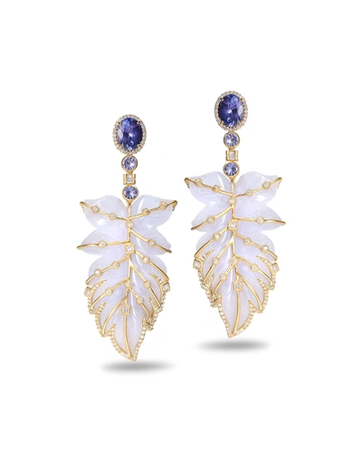 Coomi Affinity 20k Blue Chalcedony Feather Earrings