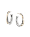 David Yurman Crossover Medium Hoop Earrings W/ 18k Gold