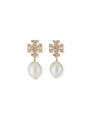 Tory Burch Kira Pave Pearl-drop Earrings, Gold