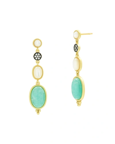 Freida Rothman Touch Of Turquoise Amazonite & Mother-of-pearl Drop Earrings