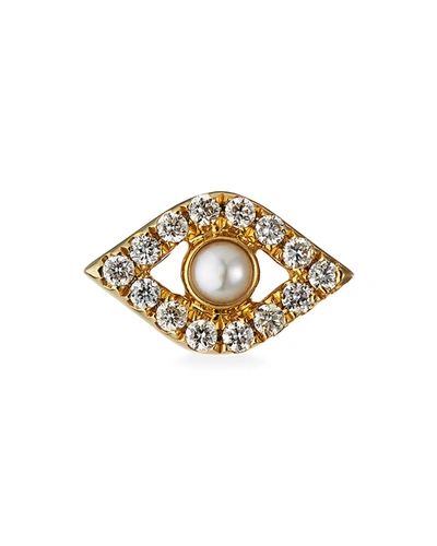 Sydney Evan 14k Pearl Stud Diamond Evil Eye Earring, Single