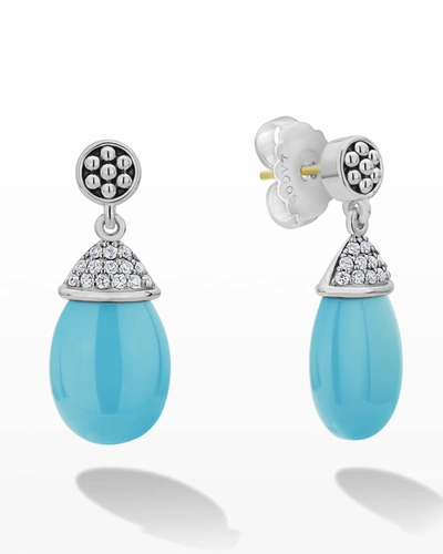 Lagos Blue Caviar Diamond Teardrop Earrings