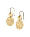 Ippolita Classico Crinkle Hammered Circle Oval Drop Earrings In 18k Gold