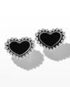 Lagos Sterling Silver Maya Onyx Heart Stud Earrings
