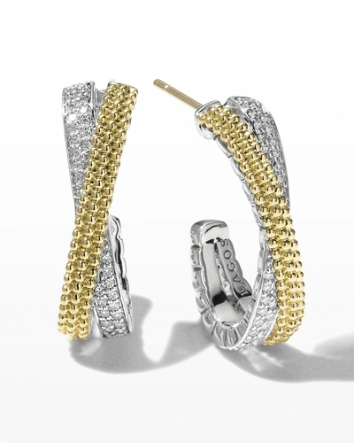 Lagos Caviar Lux Two-tone X Diamond Earrings