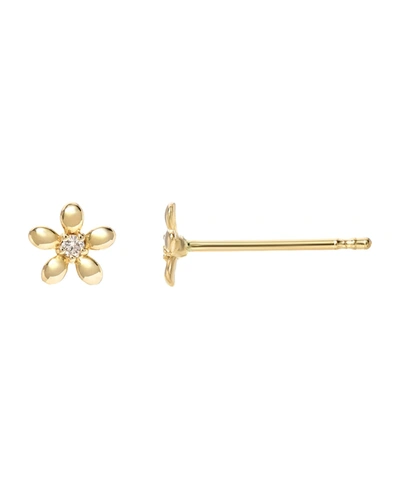 Zoe Lev Jewelry 14k Gold Tiny Diamond Flower Stud Earrings