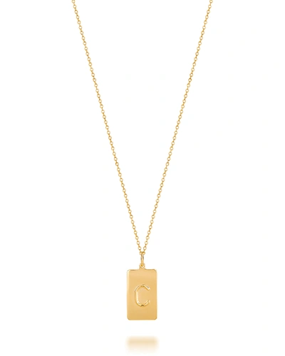 Sarah Chloe Kari Dog Tag Initial Medallion Necklace