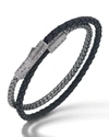 Marco Dal Maso Men's Lash Sterling Silver Chain & Leather Double Wrap Bracelet
