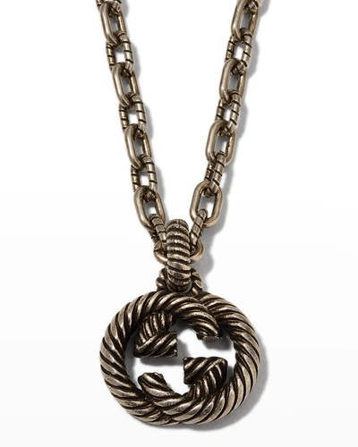 Gucci Interlocking G Necklace In Aged Silver