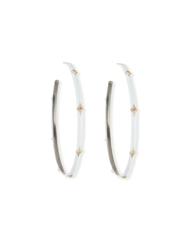 Armenta New World Enamel Earrings W/ 14k Gold Crivelli, White