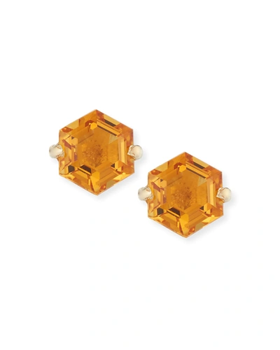 Kalan By Suzanne Kalan Amalfi 14k Yellow Gold Hexagon Stud Earrings, Light Orange