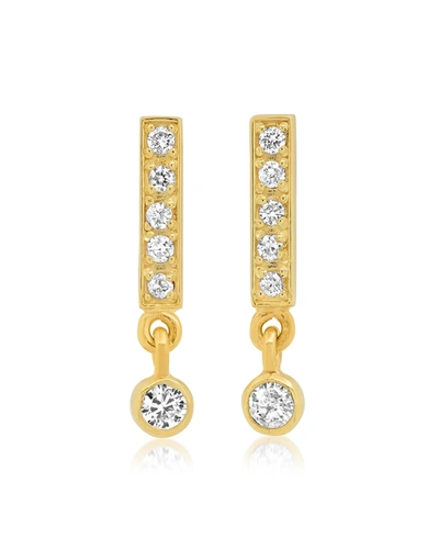 Jennifer Meyer Diamond Bar Stud Mini Bezel Drop Earrings