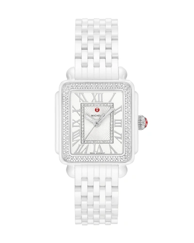 Michele 16 Deco Madison Ceramic Diamond Watch