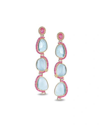 Coomi Affinity 20k 3-aquamarine Sapphire-trim Earrings