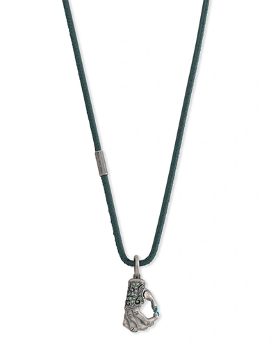 Marco Dal Maso Funky Monkey Pendant Necklace On Green Leather Cord