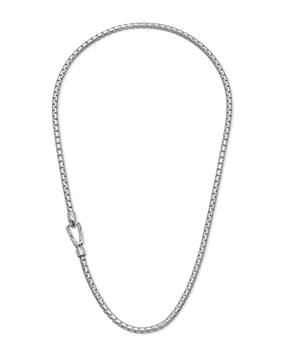 Marco Dal Maso Carved Tubular White Polished Silver Necklace With Matte Chain And Polished Clasp, 24"l