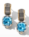 Konstantino Delos Two-tone Swiss Blue Topaz Drop Earrings