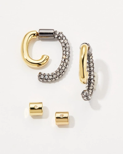 Demarson Mini Pave Luna Earrings In Shiny Gold And Crystals
