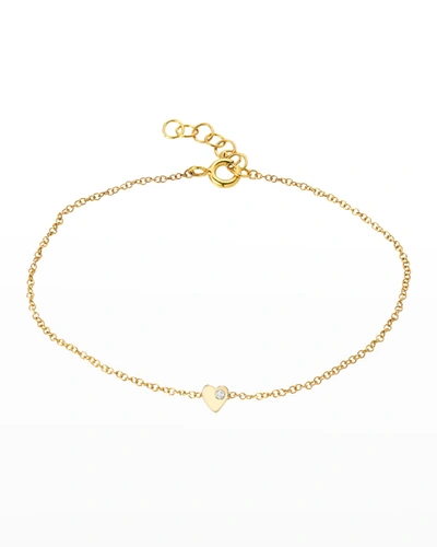 Zoe Lev Jewelry 14k Gold Tiny Heart Bracelet With Diamond