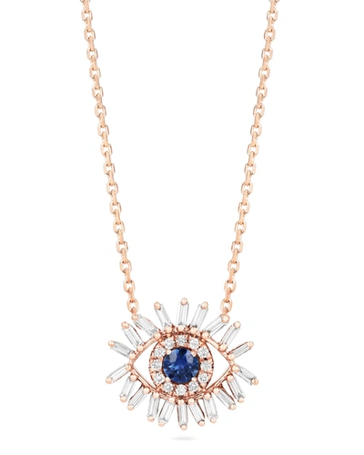 Suzanne Kalan Mini Blue Sapphire Evil Eye Pendant Necklace With Diamonds