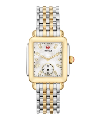 Michele Deco Mid Two-tone Diamond Dial Watch