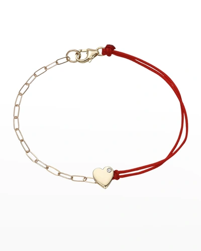 Zoe Lev Jewelry 14k Gold Heart Split Fortune Bracelet