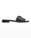 Prada Calfskin Logo Flat Slide Sandals In Nero
