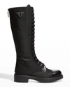 PRADA NYLON TALL LACE-UP COMBAT BOOTS