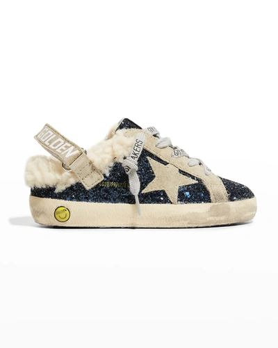 Golden Goose Girl's Super Star Glitter Shearling Mule Sneakers, Baby/toddlers In Night Blue Glitte