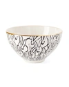 HUNT SLONEM RABBIT RUN CEREAL BOWL WITH GOLD RIM