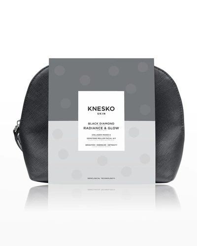 Knesko Skin Black Diamond Radiance And Glow Collagen Masks And Gemstone Roller Facial Kit