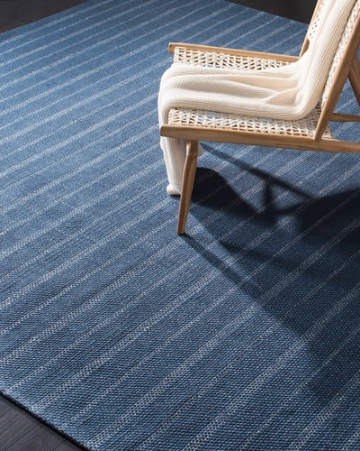Ralph Lauren Miles Navy Stripe Flat Weave Rug, 3' X 8'
