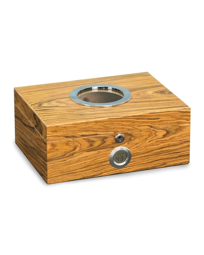 Bey-berk Lacquered Olive Wood Humidor In Natural Wood